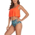 thumbnail image 4 of Faithtur Family Matching Swimwear Mom and Daughter Patchwork Bra Ruffled Tops with Briefs Beachwear, 4 of 7