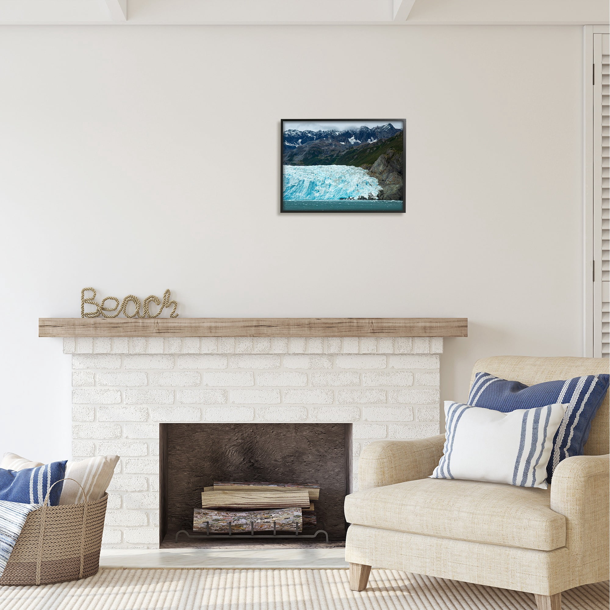 Stupell Industries Frozen Glacier Photography Nature Photography Black Framed Art Print Wall Art, 20 x 16