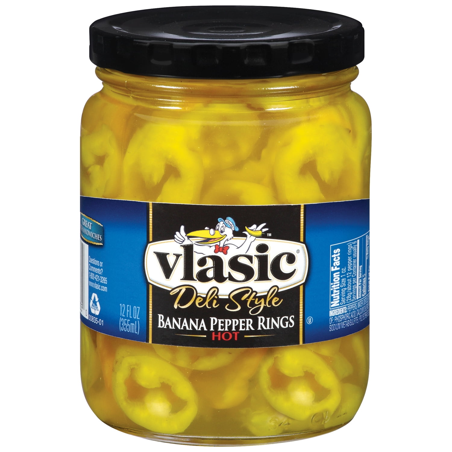 Vlasic Deli Style Banana Hot Pepper Rings 12 Oz