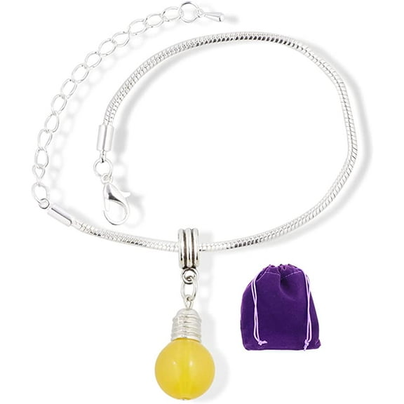 Light Bulb Yellow Snake Chain Charm Bracelet
