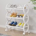 thumbnail image 3 of 3-Tier Rolling Shoe Rack, Movable Plastic Shoe Storage Cabinet with Wheels, Space-Saving Entryway Organizer, 3 of 7