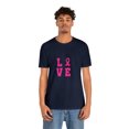 thumbnail image 5 of Love Pink Color Fight Breast Cancer Unisex Jersey Short Sleeve T-shirt, 5 of 12