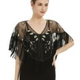 thumbnail image 5 of JGGSPWM Women Vintage Shirts Sequins Phoenix Tassel Cloak Floral Lace Embroidery Mesh Fringe Blouse Flowy Hem Tunic Tops Gold One Size, 5 of 5