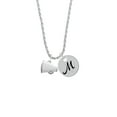 thumbnail image 2 of Delight Jewelry Silvertone Small White Megaphone Silvertone Script Initial Disc - M - Charm Necklace, 20"+3", 2 of 4