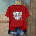 thumbnail image 4 of Otvok Women's Graphic T Shirts Short Sleeve Plaid Bunny Print Tops Summer 2026 Loose Fit Casual Tee Clothes Fashion Outfits Blouse, 4 of 6