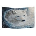 thumbnail image 5 of WOBOGO White Wolf with Blue Eyes Tapestry 80×60in Home Living Room Bedroom Wall Hanging Ornaments, 5 of 10