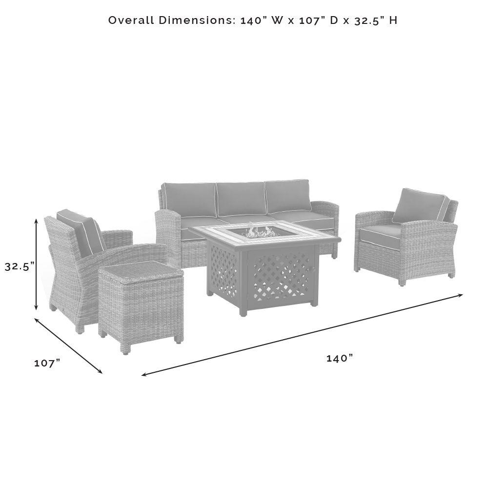 Crosley Furniture Bradenton 5pc Wicker / Rattan Sofa Set & Fire Table in Brown - image 3 of 10