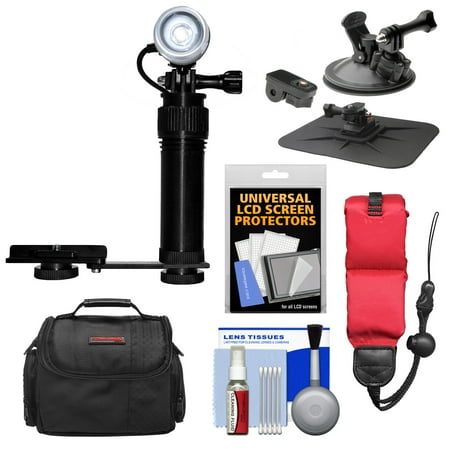 Intova Underwater LED Action Video Light with Camera Bracket Mount with Car Suction Cup & Dashboard Mounts + Floating Strap + Case + Kit