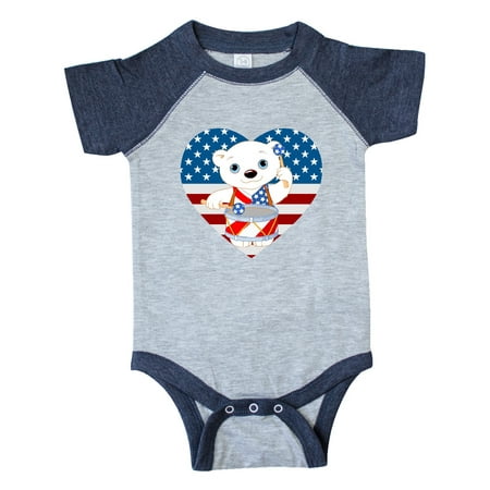 

Inktastic 4th of July US Flag Polar Bear Gift Baby Boy or Baby Girl Bodysuit