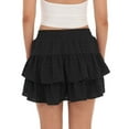 thumbnail image 4 of Delliss Womens Summer Workout Pleated Layered Drawstring Skirt Built-in Shorts Mini Skirt, 4 of 9