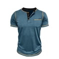thumbnail image 7 of Dwelliawo Button Shirts for Men Short Sleeve Henley Shirts Big and Tall Loose Tee Shirts Summer Lightweight Tshirt Button Down Lapel Collar Shirt with Pocket Blue M, 7 of 7