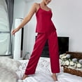 thumbnail image 4 of Delliss Women's Summer Halter Satin Sleeveless Loungewear Pajamas Top And Long Pant Silk Fashion Pj Set, 4 of 6
