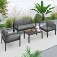 thumbnail image 2 of Zateety Aluminum Modern 4 Piece Sofa Seating Group for Patio Garden Outdoor Black, 2 of 10