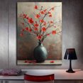 thumbnail image 3 of Mudket Red Plum Blossom in Vase Canvas Wall Art, Vintage Floral Wall Decor, Rustic Red Flower Pictures for Living Room Bedroom, Framed Ready to Hang - 12"L x 8"W, 3 of 10