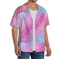 thumbnail image 2 of Balery Fun Rainbow Pink Camisa Casual de Manga Corta con Botones para Hombre, Texturizada, Estilo Cubano, para Playa, Verano-X-Large, 2 of 5