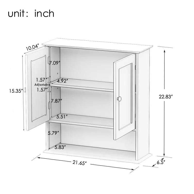 MAYEERTY Bathroom Wall Cabinet, Double Mirror Doors with Storage Shelves