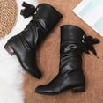 thumbnail image 6 of CYRBOKO Slouch Boots for Women, Low Heel Side-zip Knee High Casual Women's Shoes Black Size 6, 6 of 6