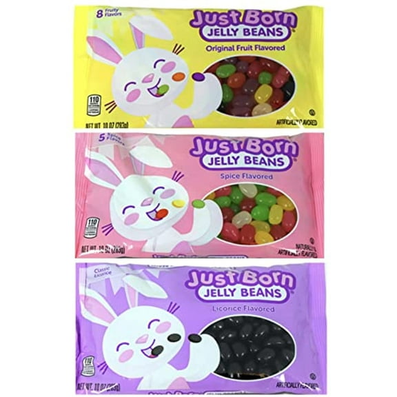 Just Born Jelly Beans Bundle - (3) 10 Oz Bag - Fruit, Spice, Licorice