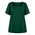 thumbnail image 7 of Womens Summer Tops Plus Size Solid Color T-Shirt Summer Casual Loose Women's Trendy Short Sleeves Squared Neck Pullover Lightweight Blouse Tops XL-5XL, 7 of 7