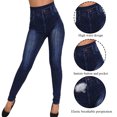 thumbnail image 6 of Womens Denim Print Leggings High Waist Fake Jeans Butt Lifting  Trouser Skinny Pants Look Print Jeggings, 6 of 8