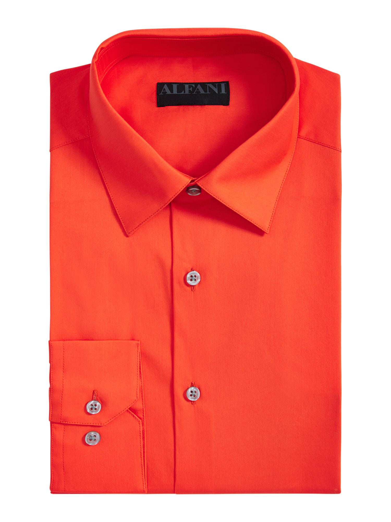 Bar III Slim Fit Plaid Dress Shirt Orange Blue 14/14.5 32/33 Mens New 