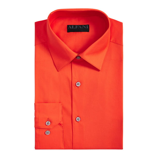 Alfani - ALFANI Mens Orange Collared Dress Shirt S 14/14.5- 32/33 ...