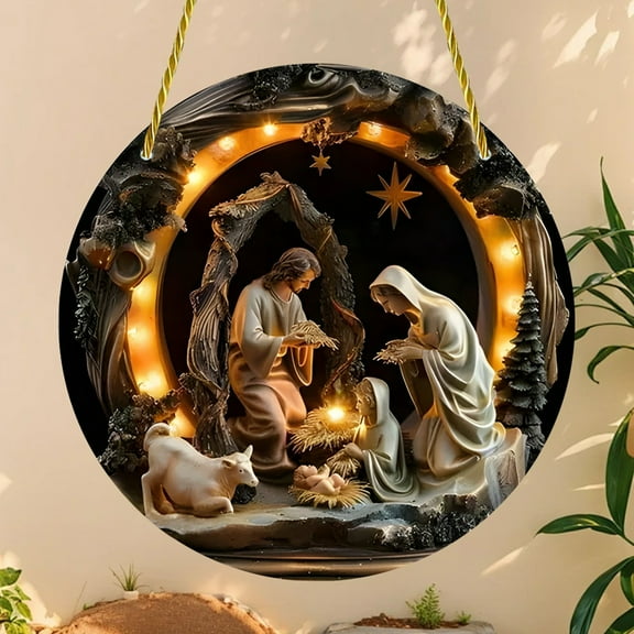 Lwlmwt Christmas Church Virgin Mary Ornament 2D Disc Acrylic Christmas Tree Decorations Christmas Gift for Religious Individuals