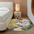 thumbnail image 3 of Country Road Round Rug 7ft Washable Circle Rugs Non Slip Abstract Art Oil Painting Pastoral Villas Large Area Rug Indoor Floor Carpet for Bedroom Kitchen Living Room Home Office Dining Room Nursery, 3 of 9