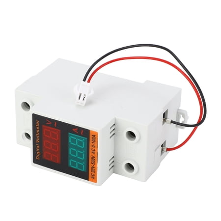 BIMZUC AC20-500V 0-100A Digital Voltmeter Ammeter LED Display Rail Type High Accuracy AC Current Voltage Meter (1.46 inches / 37.08 mm)