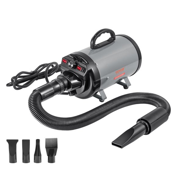 VEVOR Dog Dryer, 2000W/2.7HP Dog Blow Dryer, Pet Grooming Dryer with Adjustable Speed and Temperature Control, Pet Hair Dryer with 4 Nozzles