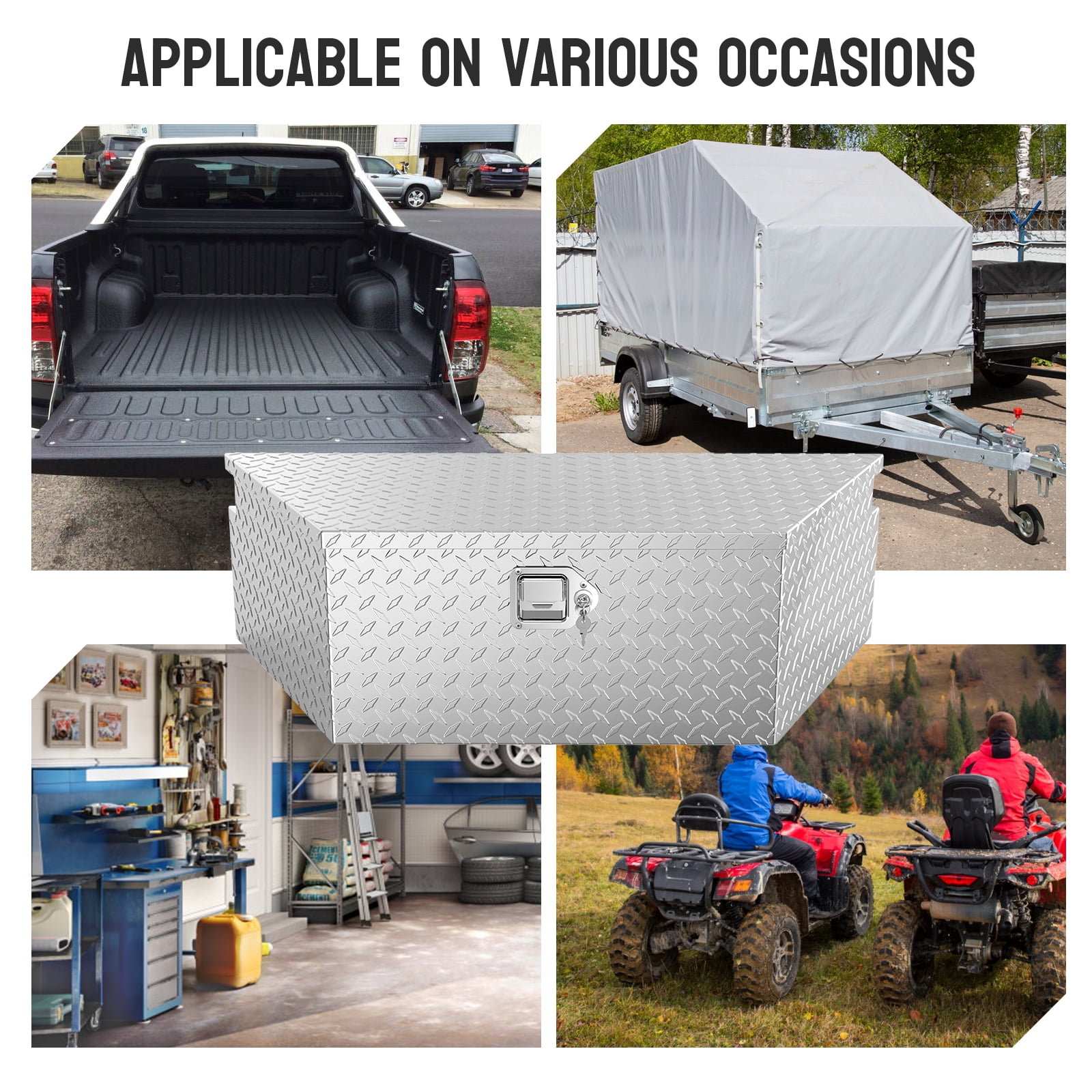 ‎TUFFIOM Lockable Tool Boxes and Organizers, Aluminum Alloy Silver, 39” x 18.3” x 11.8”
