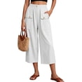 thumbnail image 4 of Luvrsol Capris for Women with Pockets Wide Leg Buttery Soft Stretch Casual Lounge Cropped Trousers S-2XL, 4 of 7