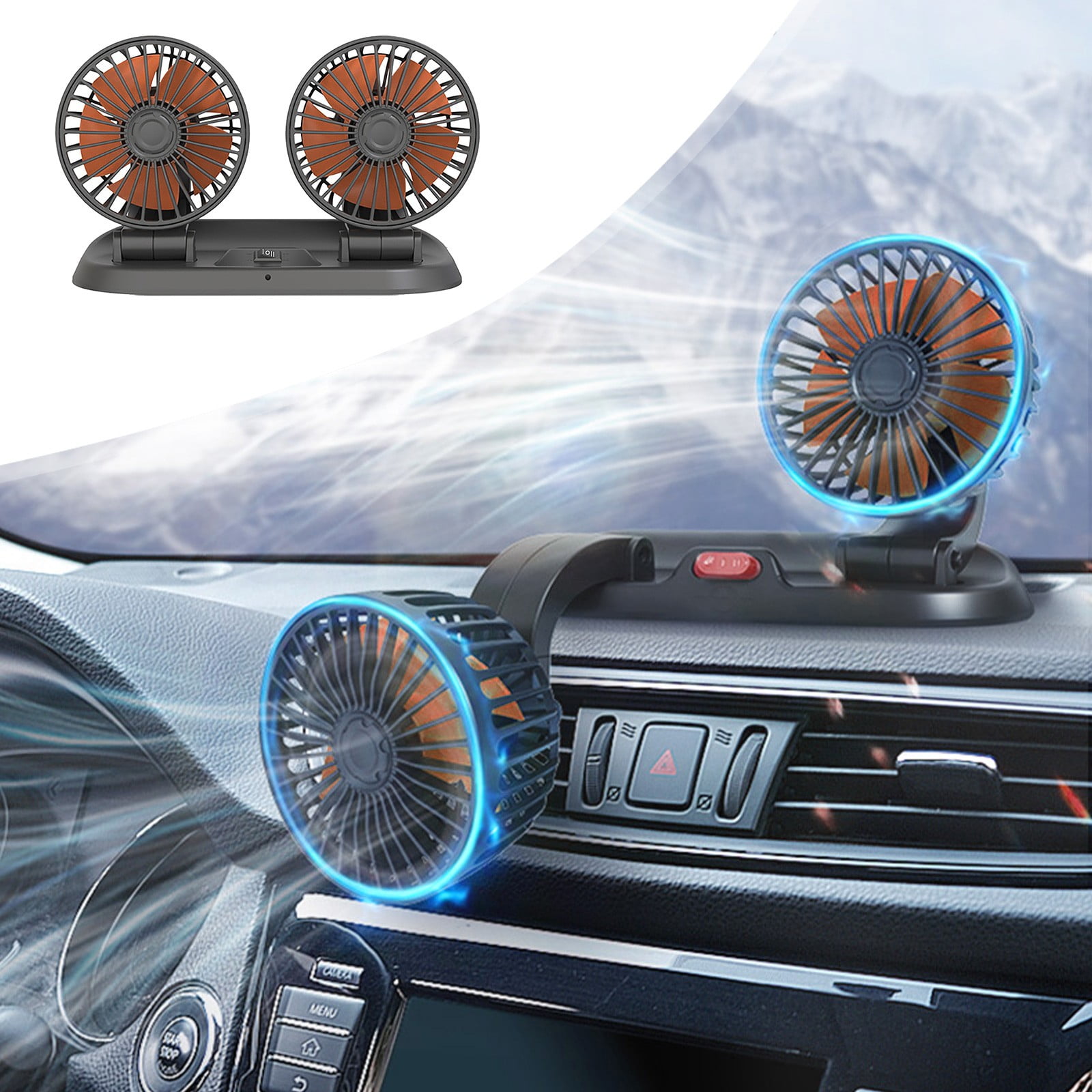 Yyuenw Car Fans That Blow Cold Air Fan For Car 24V 2 Speed Electric Car Fan With Quiet Strong Dashboard Circulator Fan For Truck,Christmas Gift for home