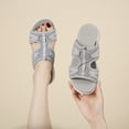 thumbnail image 3 of Rokment Womens Mesh Orthopedic Memory Foam Walking Slipper Sandals Breathable Comfortable Cushioned Wedges Low Heel Beach Slip on Wide Width Nursing Outdoor Sports Slides Summer Shoes Grey Size 8, 3 of 8