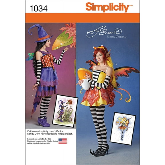 Simplicity Misses' Size 6-14 Amy Brown Fairy Costumes Pattern, 1 Each