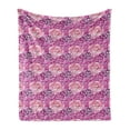 thumbnail image 1 of Flower Soft Flannel Fleece Blanket, Print of Rose Bloom Petals Blossom Summer Vintage Romantic Divine Foliage, Cozy Plush for Indoor and Outdoor Use, 50" x 70", Rose Fuchsia Magenta, by Ambesonne, 1 of 5