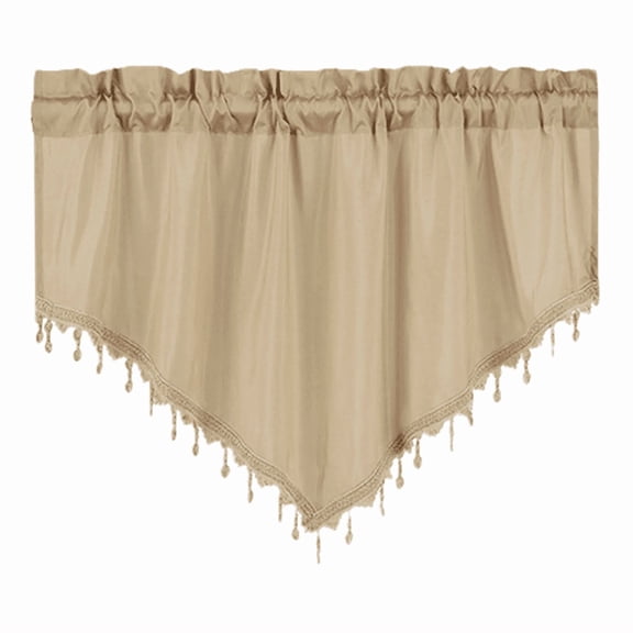 Beaded Tassels Sheer Valance Curtain Semi-Sheer Light-Filtering Rod Pocket Kitchen Valance Curtain Beads Window Valance, for Living Room Bedroom Cafe 51 x 24 Inch
