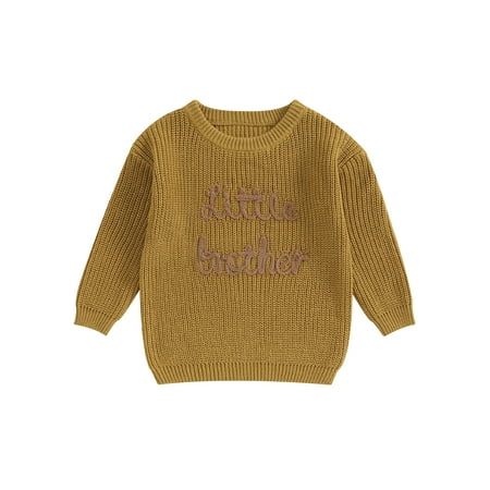 

Baby Boys Sweater Letter Embroidery Crew Neck Long Sleeve Pullovers