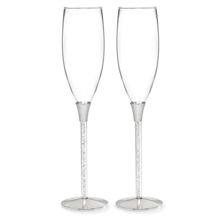 Wedding Accessories Glittering Beads Champagne Flutes, Set of 2, Set of 2 champagne flutes perfect for a couples first married toast By Hortense B. Hewitt