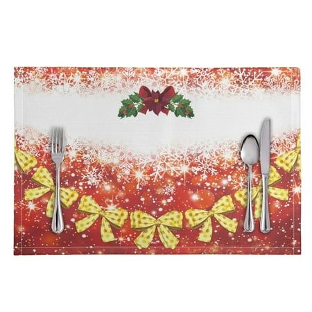 

Bivenant Store Home Placemats Christmas Theme Polyester Stain Resistant Table Mats Washable Placemat Decoration for Kitchen Dining Table 18”x12”