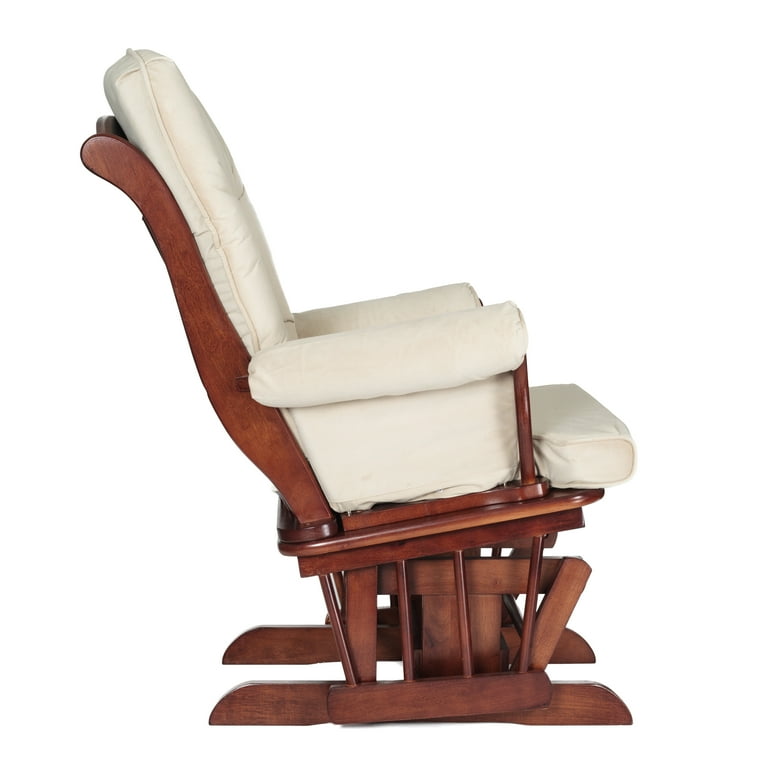 AFG Baby Furniture Sleigh Glider and Ottoman Espresso with Beige Cushions