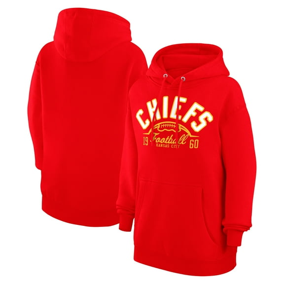 Unisex Starter Red Kansas City Chiefs Half Ball Team Fleece Pullover Hoodie
