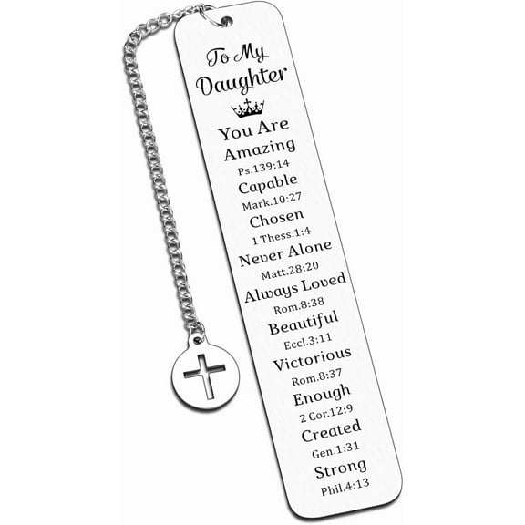 Daughter Bookmark from Mom Christian Gifts for Daughter from Mom Dad Daughter Gifts Bible Bookmark for Teen Girls Baptism Gifts Christian Bookmark 16th 18th 21st Birthday Bookmarks for Reading Women