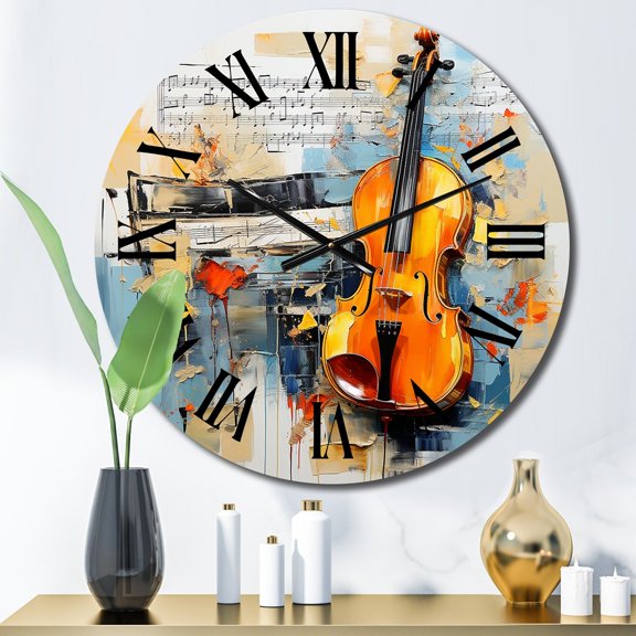 Designart "Verse Bold Music Expressive wall decor II" Music Oversized Wall Clock