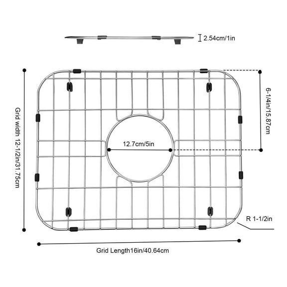 Kitchen Bottom Sink Protector Grid Wire Grid 304 Stainless Steel 16" x 12-1/2"