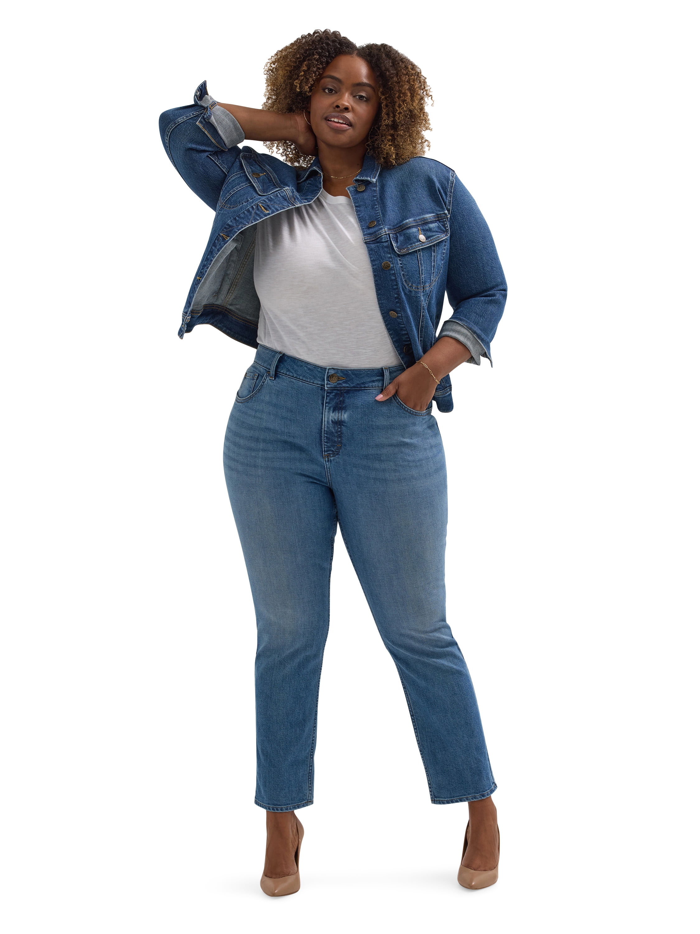 Lee Women's Plus Midrise Relaxed Fit Straight Leg Jean