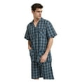 thumbnail image 2 of GLOBAL Men’s Cotton Short Sleeve and Shorts Yarn Pajama Set, Summer Soft Classic Plaid Loungewear with Pockets, Sizes L, 2 of 6