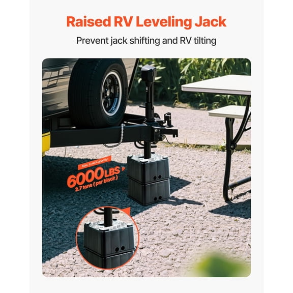 Heavy Duty RV Leveling Blocks,6 " Trailer Jack Stands with 6000 lbs Capacity,Camper Leveling Blocks for Travel Trailers,5th Wheels,Motorhomes,2 Pack