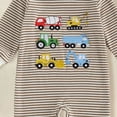 thumbnail image 3 of felwors Baby Boy Fall Clothes Newborn Winter Outfit Truck Embroidered Jumpsuit Cotton Striped Long Sleeve Romper Onesie (Brown,0-3 Months), 3 of 3