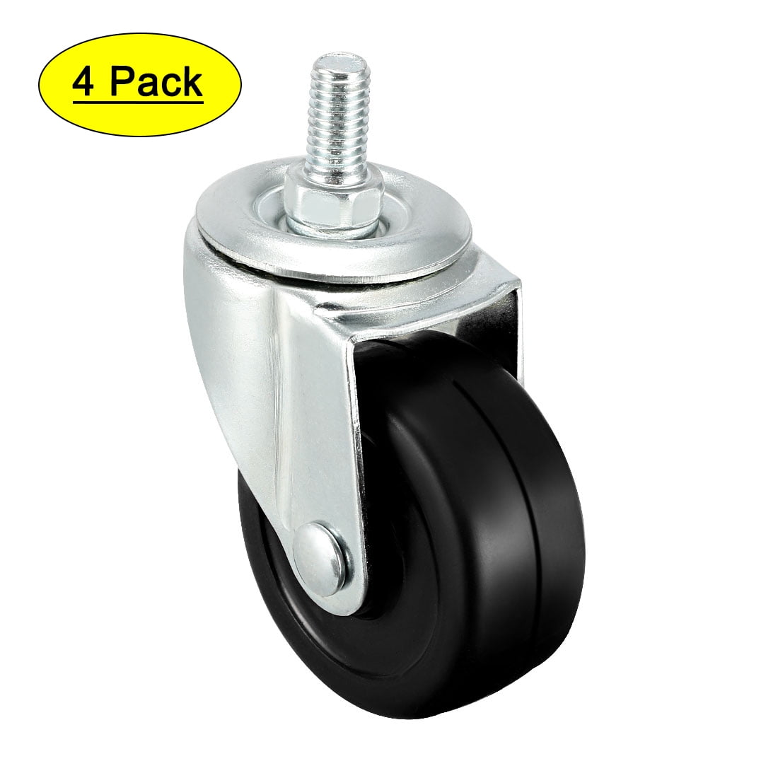 4pcs 1.6" Plate Swivel Caster Wheels Brake M8 Thread Stem for Rack Shelf 